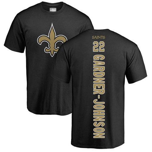 Men New Orleans Saints Black Chauncey Gardner Johnson Backer NFL Football #22 T Shirt